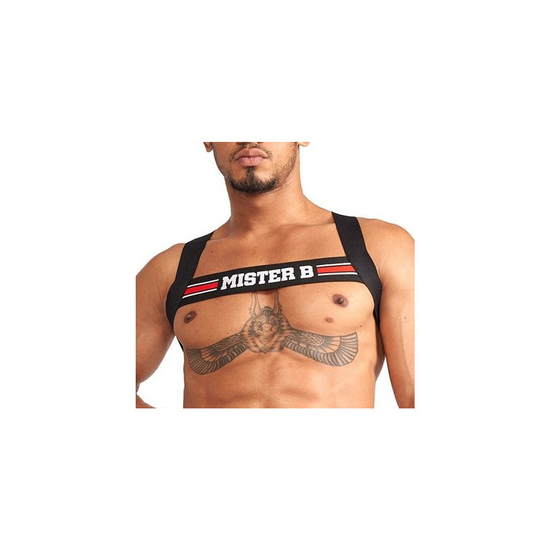 Mr B - Mister B Harnais élastique X-Back Noir-Rouge